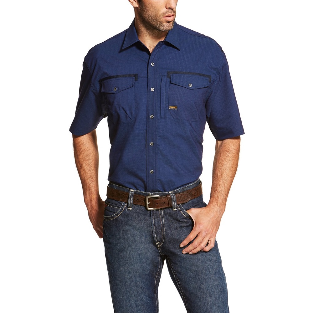 Navy Ariat Rebar Workman Work Shirt